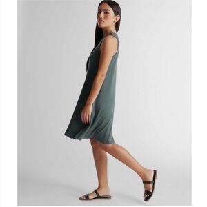 NWT Quince tencel jersey mini swing dress dark olive size XL